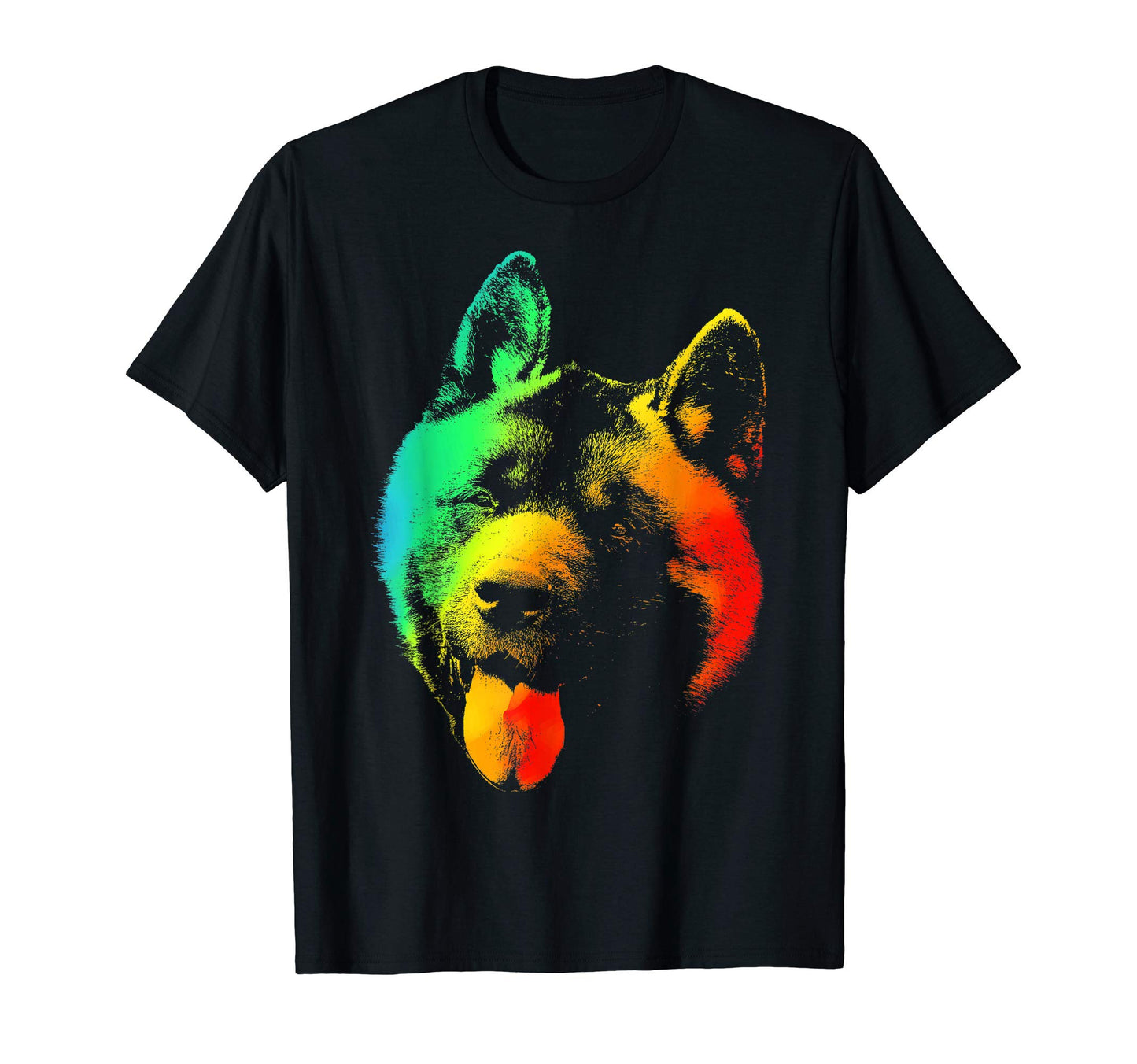 American Akita Colorful Rainbow T-Shirt - Streetwear Style for Adults - T-Shirt, Sweatshirt, Hoodie