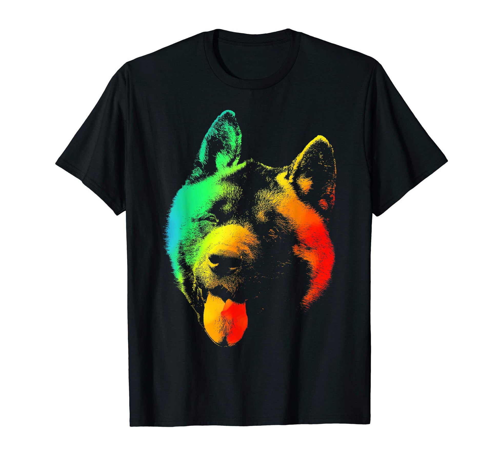 American Akita Colorful Rainbow T-Shirt - Streetwear Style for Adults - T-Shirt, Sweatshirt, Hoodie