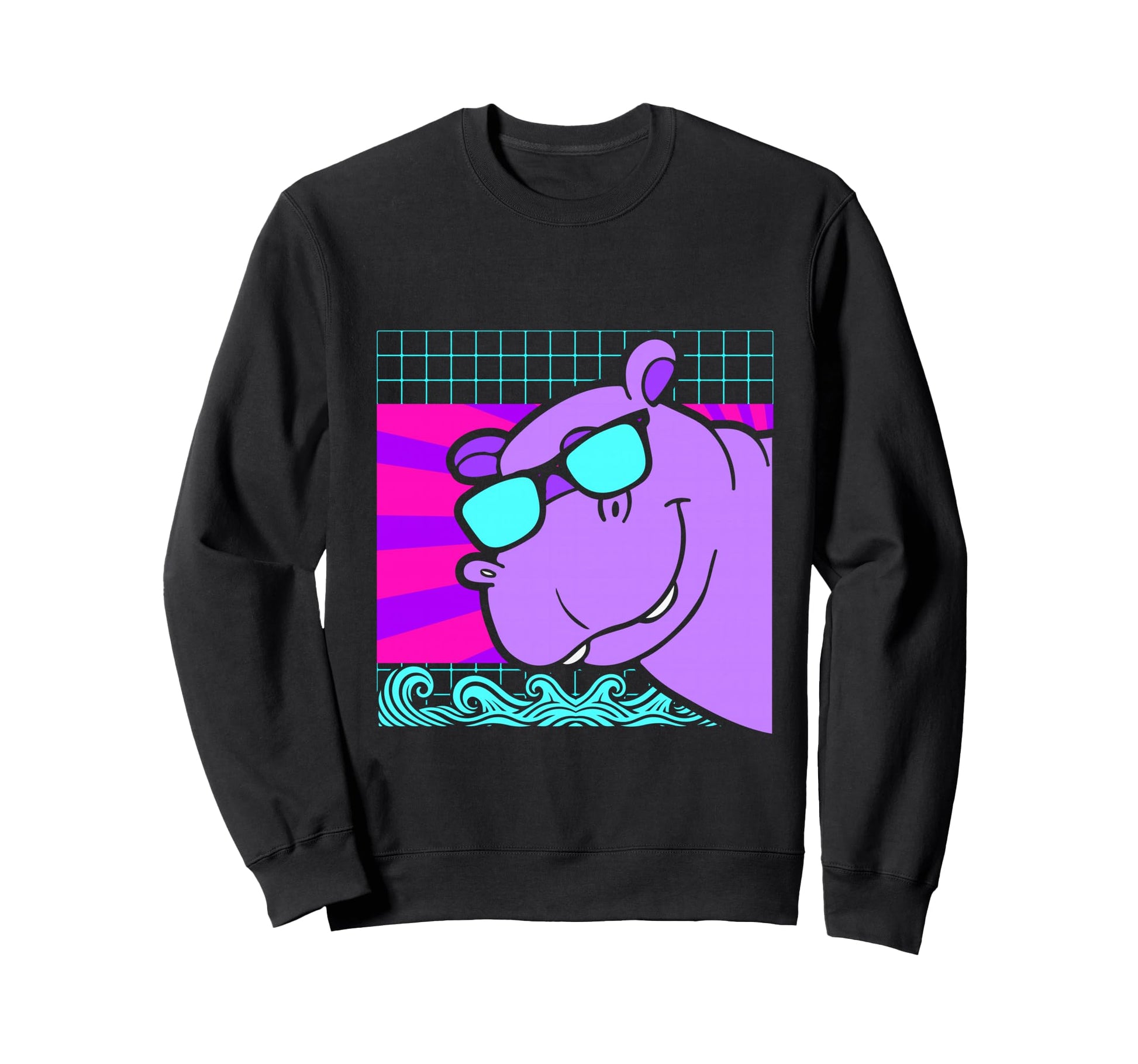 Aesthetic Vaporwave Outfits Hippo Sweatshirt - Trendy Graphic Unisex - T-Shirt, Sweatshirt, Hoodie