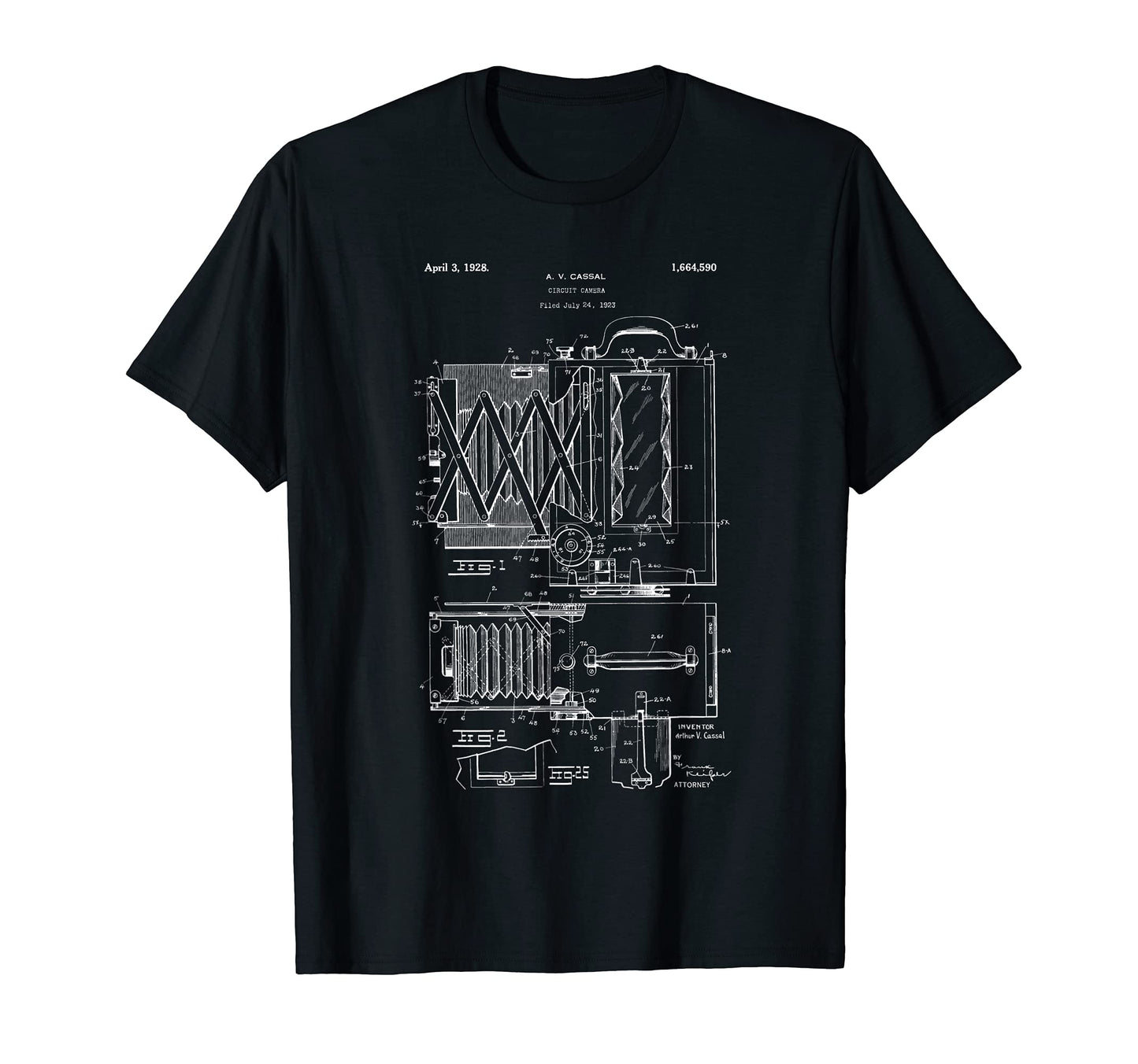 1923 Patent Camera Photography Line Art T-Shirt - Graphic Print Men Women - T-Shirt, Sweatshirt, Hoodie
