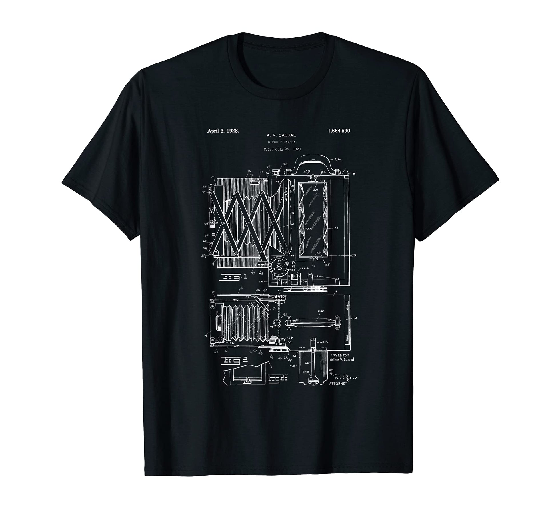 1923 Patent Camera Photography Line Art T-Shirt - Graphic Print Men Women - T-Shirt, Sweatshirt, Hoodie