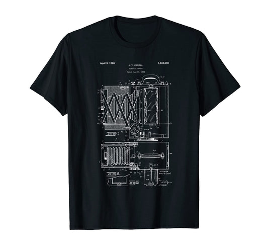 1923 Patent Camera Photography Line Art T-Shirt - Graphic Print Men Women - T-Shirt, Sweatshirt, Hoodie