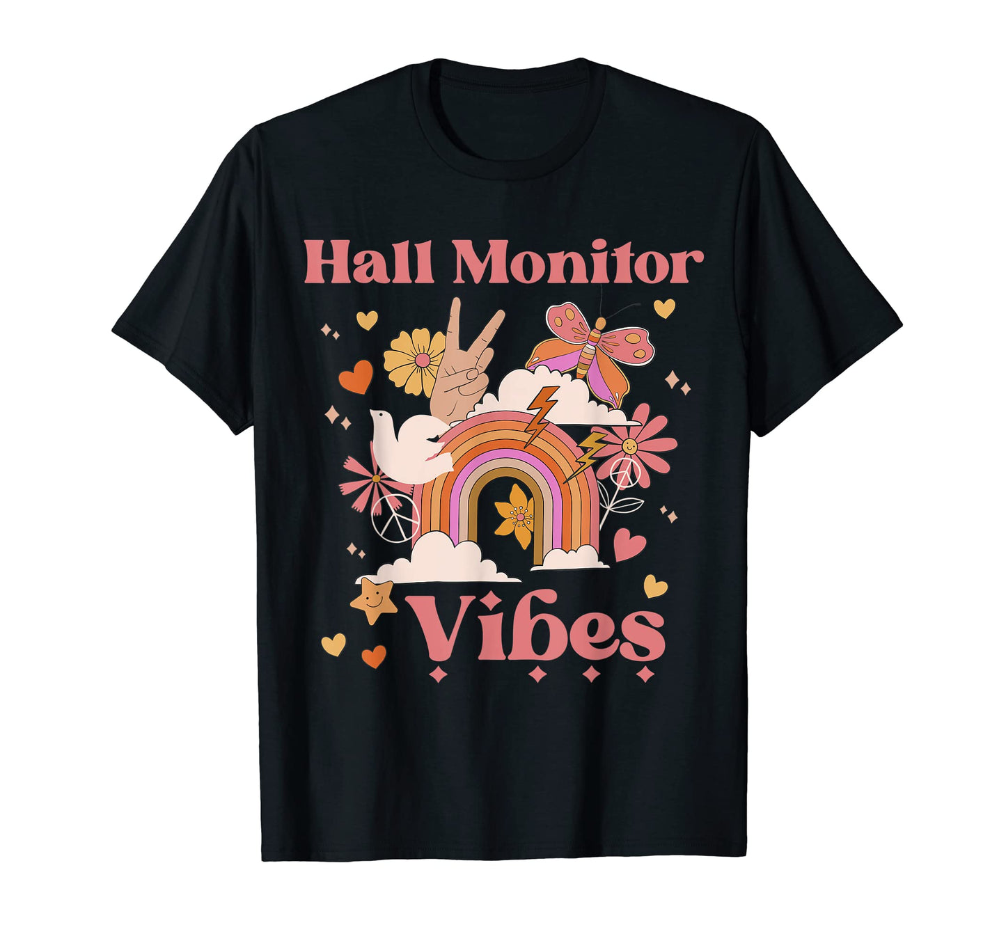 Hall Monitor Vibes School Groovy Boho T-Shirt - Unique Graphic for Adults - T-Shirt, Sweatshirt, Hoodie