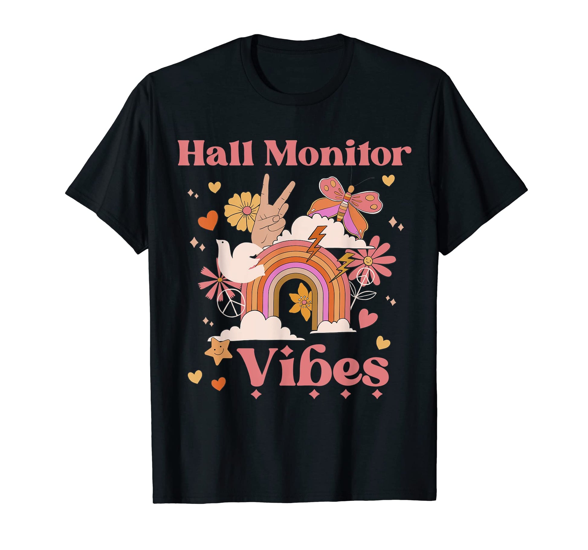 Hall Monitor Vibes School Groovy Boho T-Shirt - Unique Graphic for Adults - T-Shirt, Sweatshirt, Hoodie