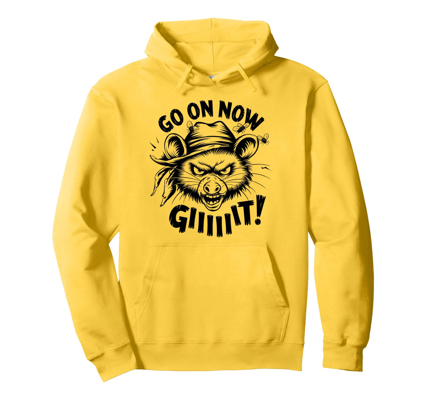 Go Now Git Cowboy Opossum Country Western Hoodie - Graphic Print for Adults - T-Shirt, Sweatshirt, Hoodie