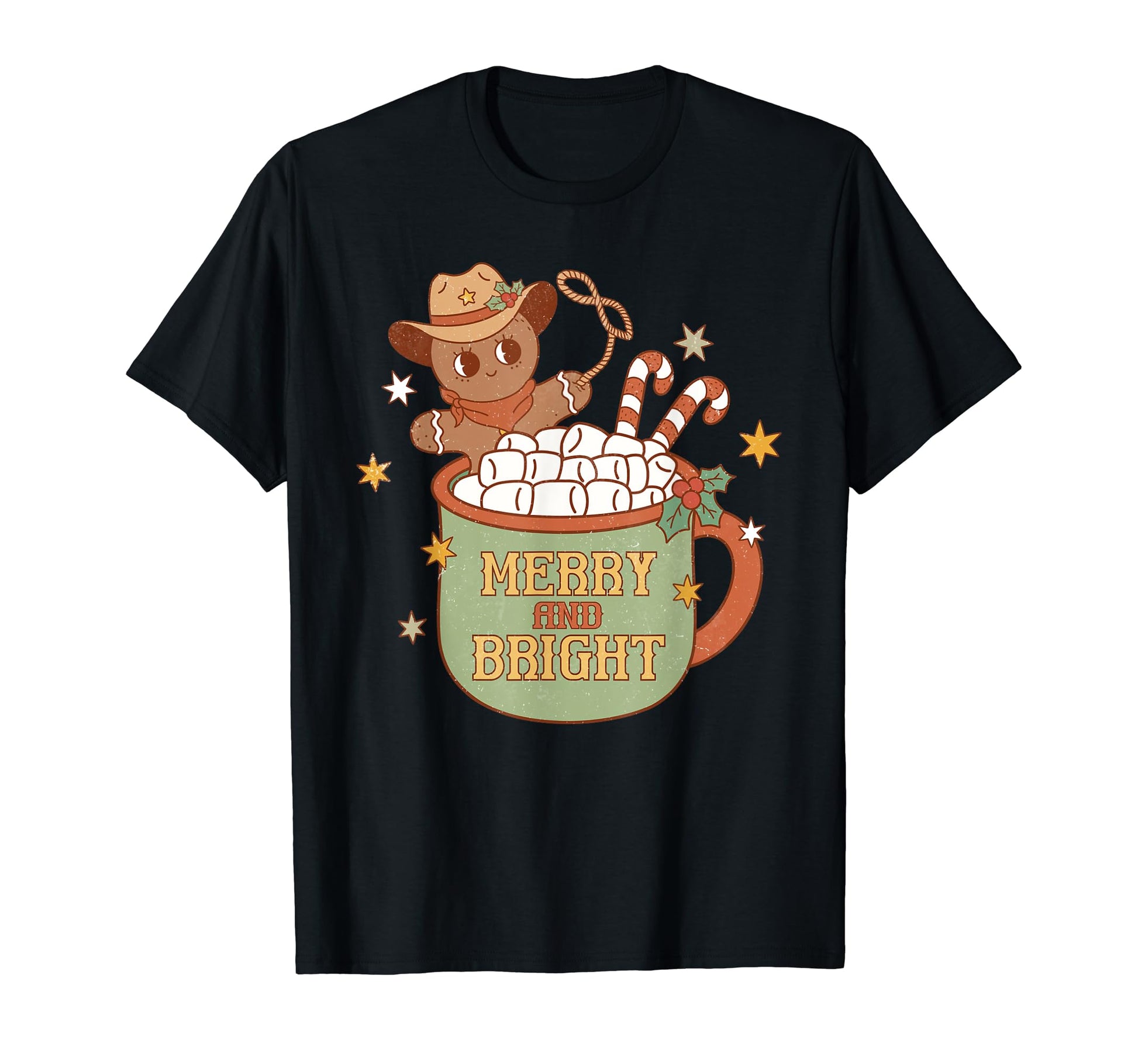 Howdy Western Merry Bright Gingrbread T-Shirt - Custom Art Print for Adults - T-Shirt, Sweatshirt, Hoodie