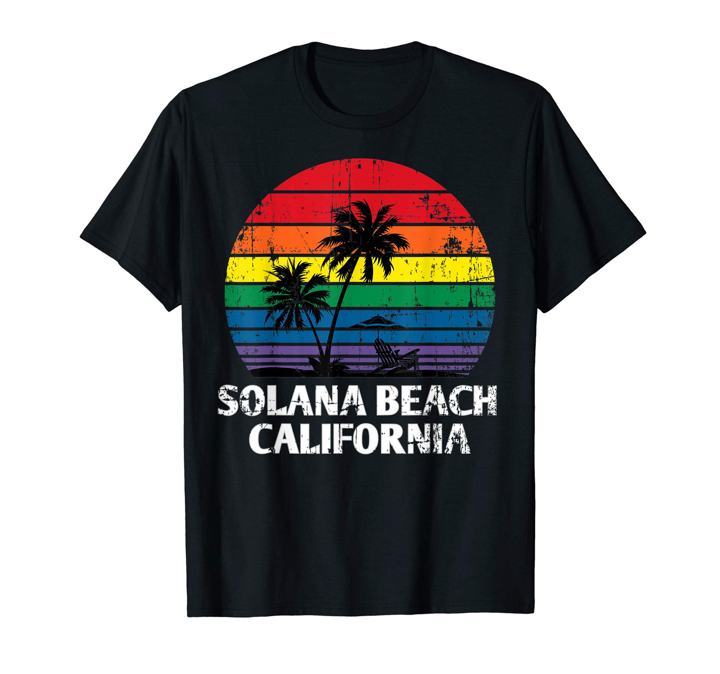 Solana Beach Ca Lgbt Pride Rainbow T-Shirt - Minimalist Print Men Women - T-Shirt, Sweatshirt, Hoodie