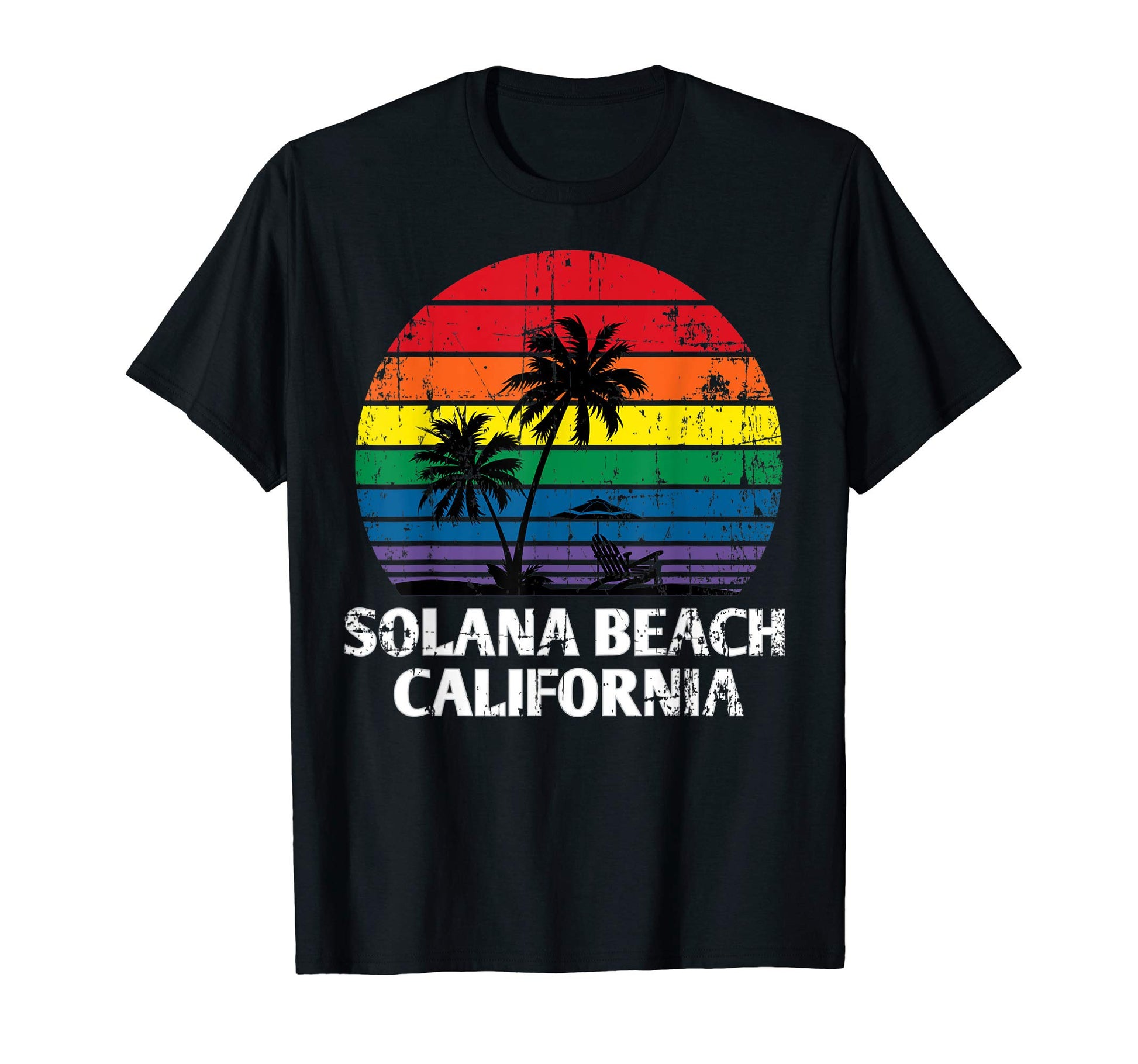 Solana Beach Ca Lgbt Pride Rainbow T-Shirt - Minimalist Print Men Women - T-Shirt, Sweatshirt, Hoodie
