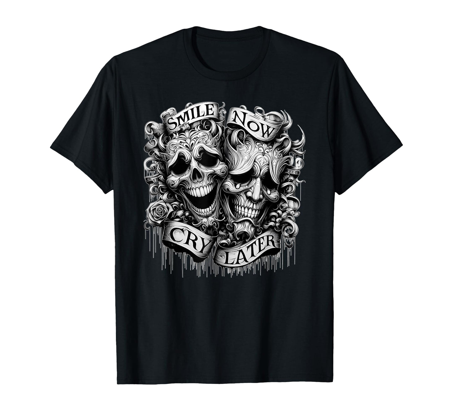 Smile Now Cry Later Clown Chicano Art T-Shirt - Aesthetic Graphic Unisex - T-Shirt, Sweatshirt, Hoodie