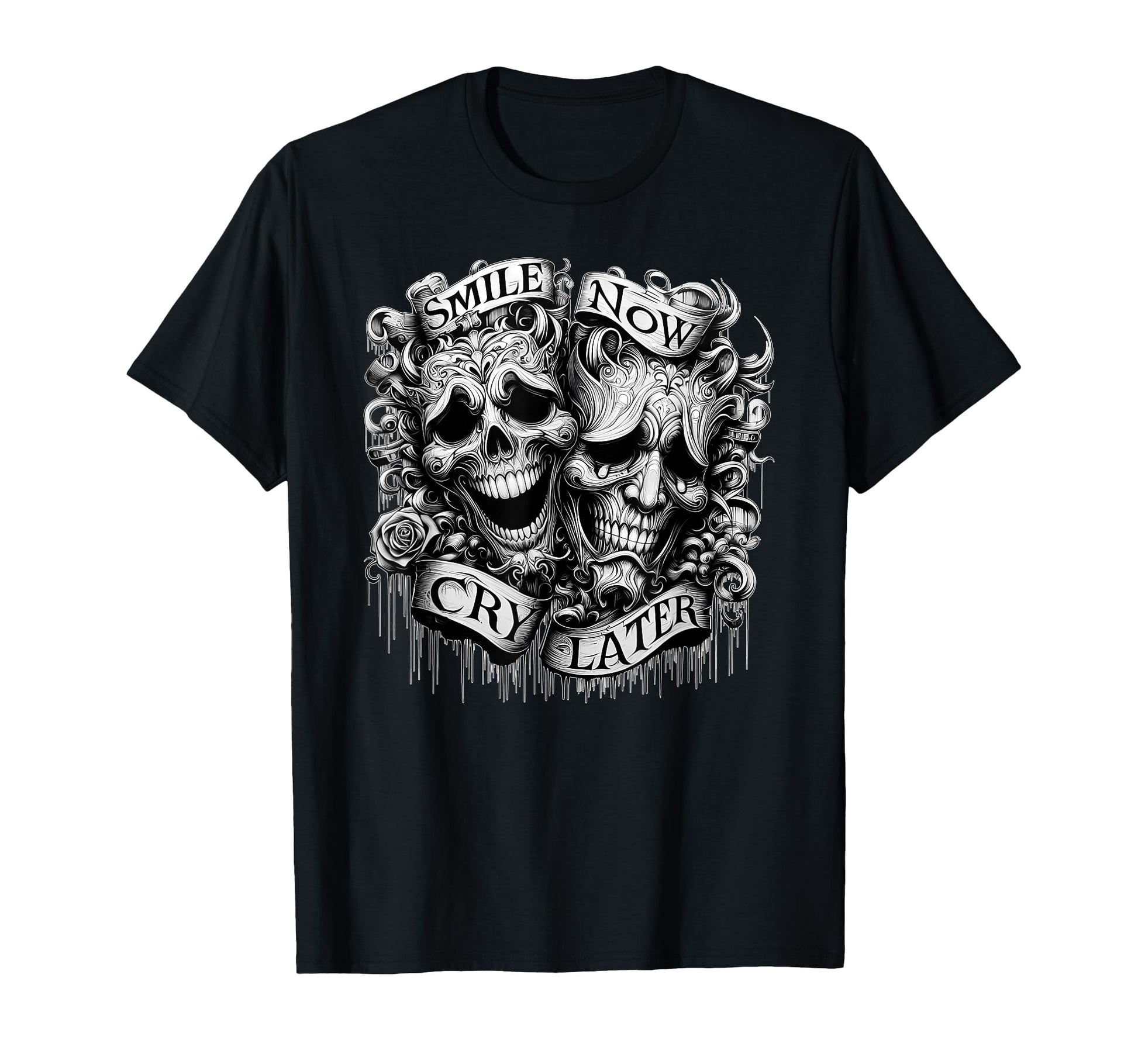 Smile Now Cry Later Clown Chicano Art T-Shirt - Aesthetic Graphic Unisex - T-Shirt, Sweatshirt, Hoodie