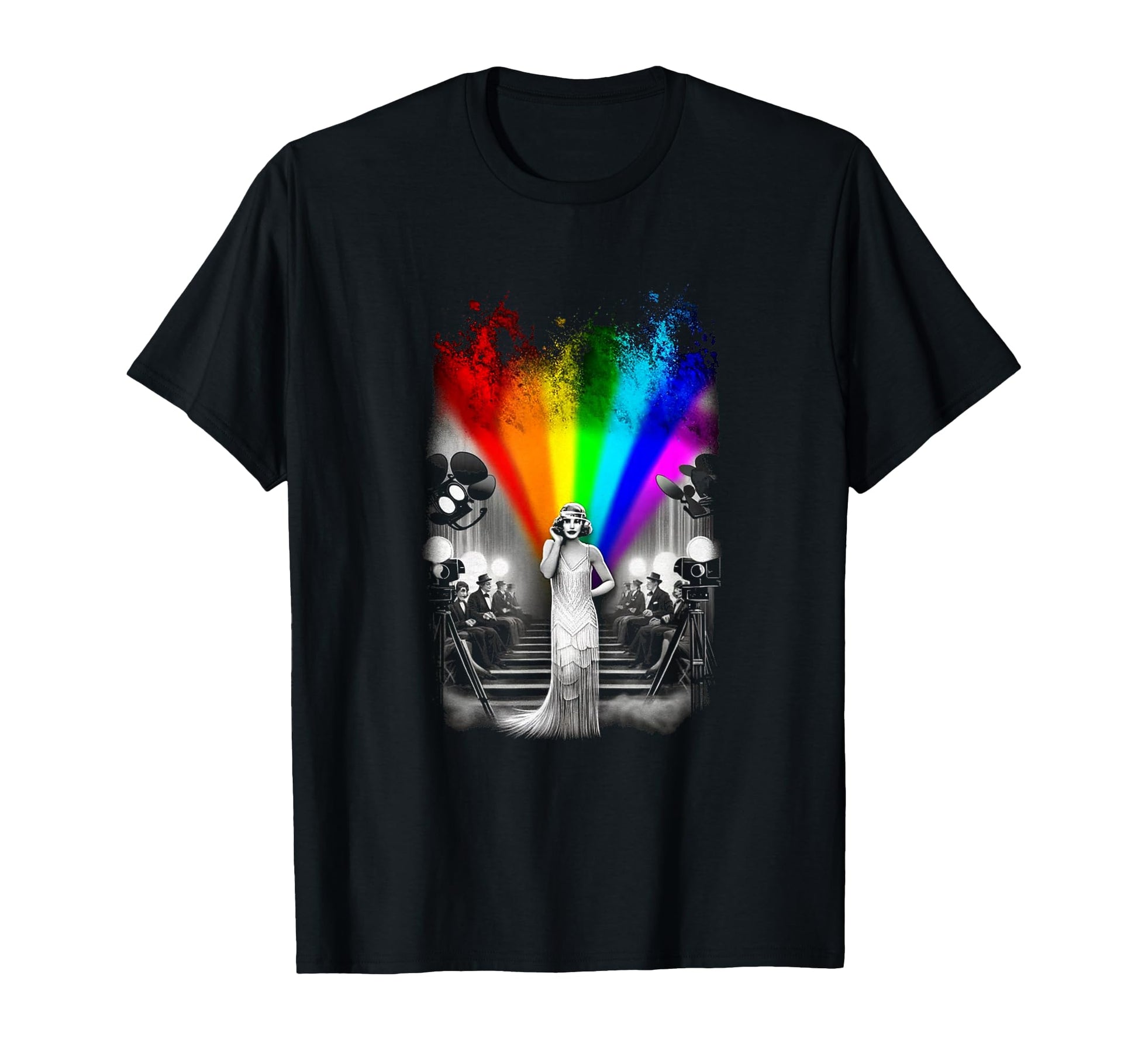 Glamour Hollywood And Rainbow T-Shirt - Trendy Graphic for Adults - T-Shirt, Sweatshirt, Hoodie