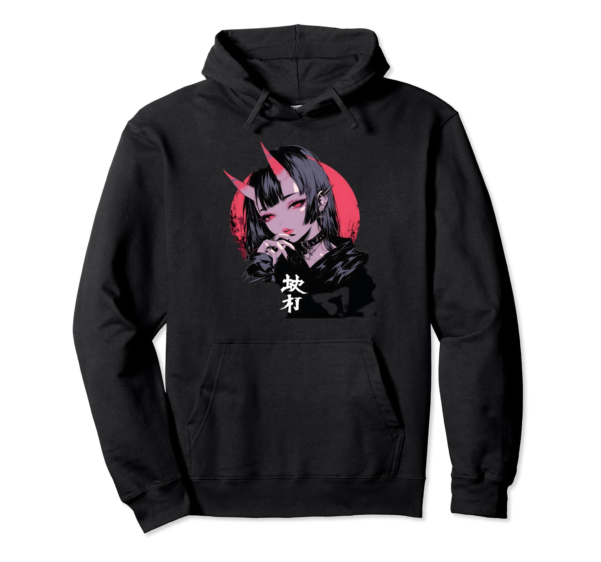Goth Grunge Demon Anime Waifu Horror Hoodie - Casual Everyday Wear Unisex - T-Shirt, Sweatshirt, Hoodie