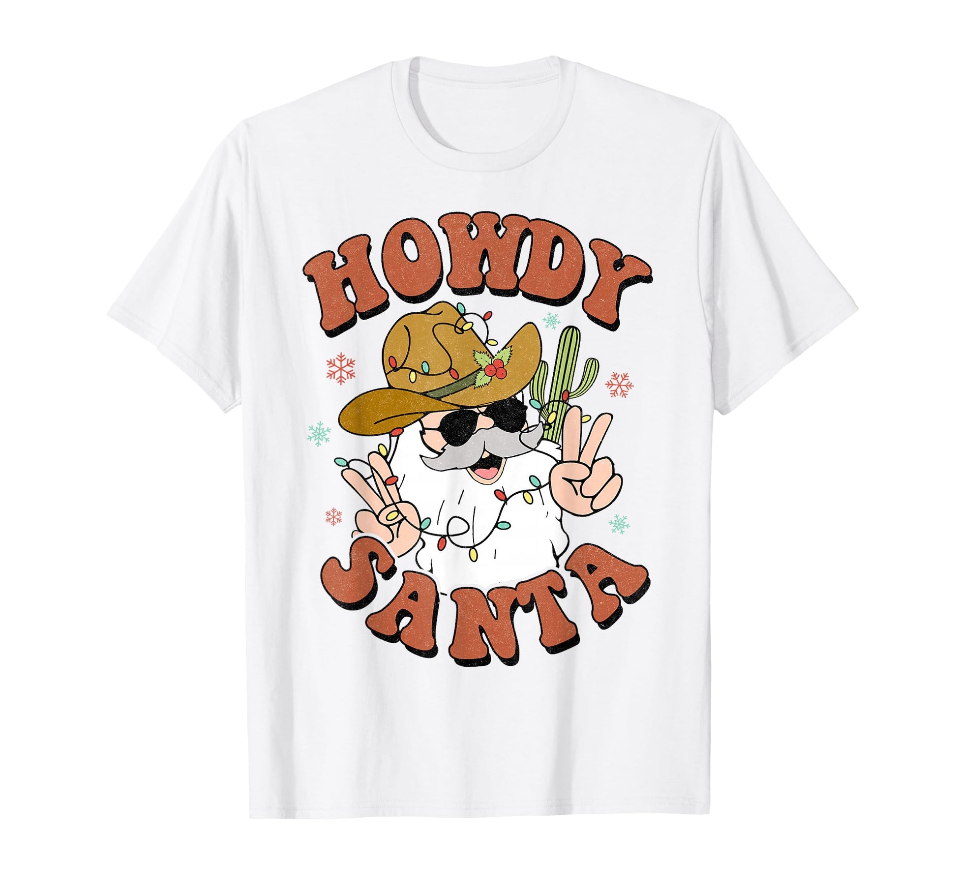 Howdy Santa Cowboy Hat Western Merry T-Shirt - Fun Novelty Design Men Women - T-Shirt, Sweatshirt, Hoodie