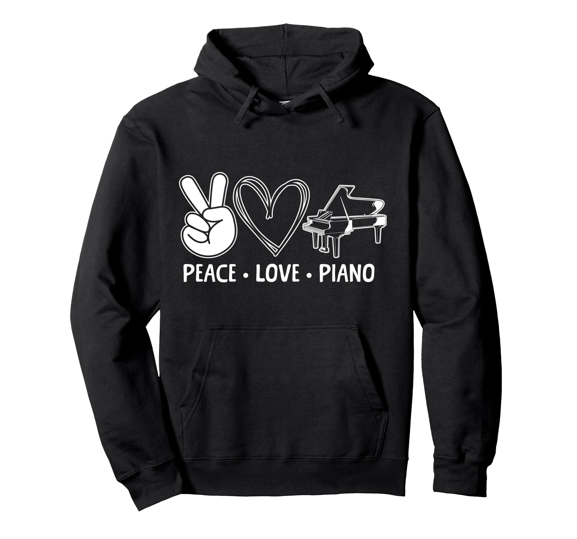 Piano Teacher Pianist Peace Love Peace Love Hoodie - Trendy Graphic Unisex - T-Shirt, Sweatshirt, Hoodie