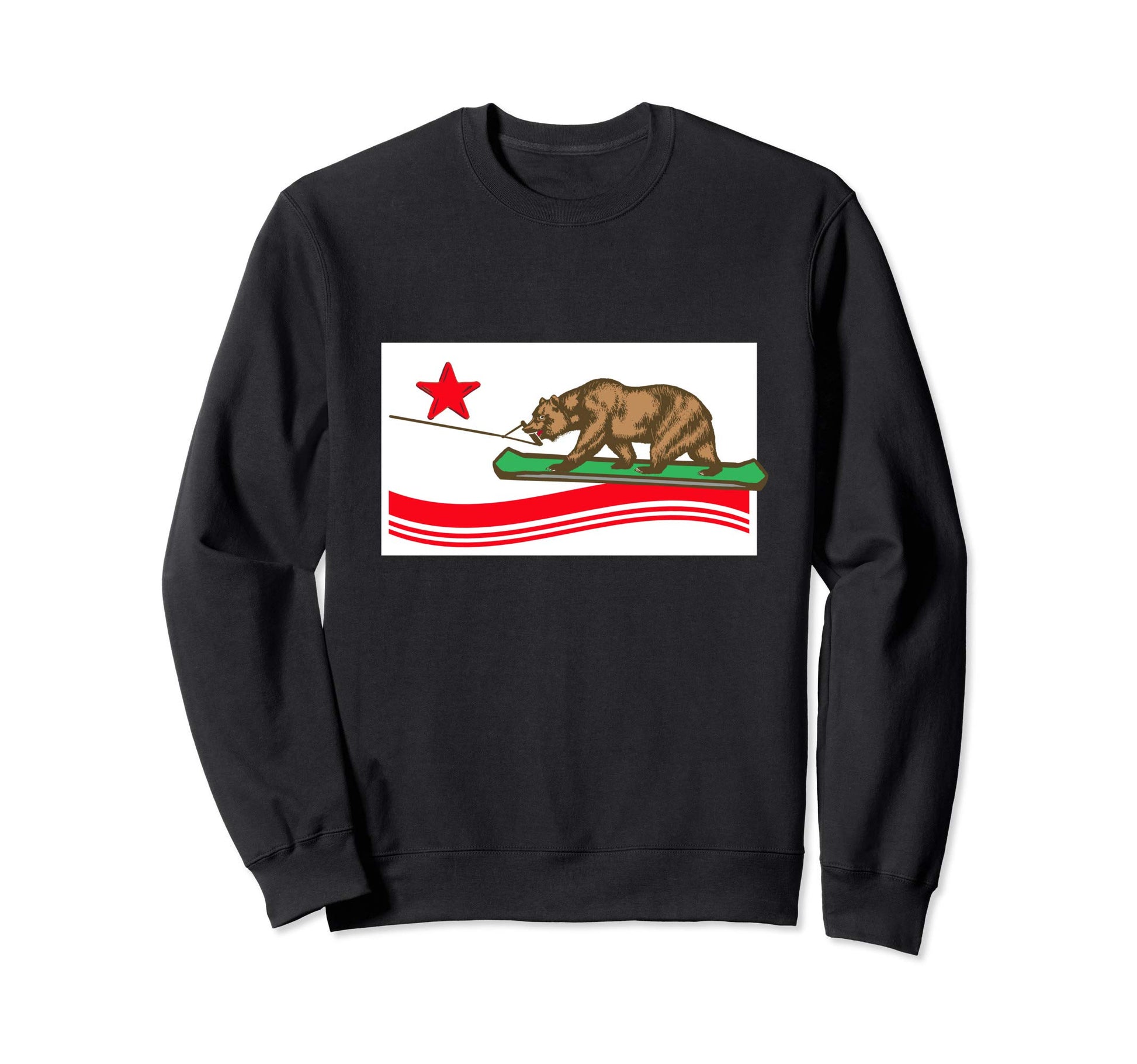 Wakeboarding Bear California Flag Sweatshirt - Custom Art Print for Adults - T-Shirt, Sweatshirt, Hoodie