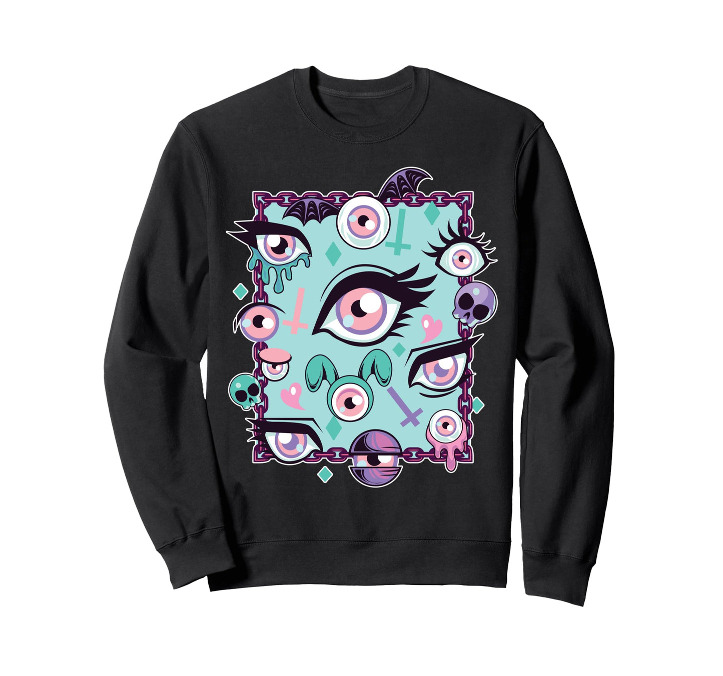 Pastel Goth Eyes Aesthetic Vaporwave Sweatshirt - Trendy Graphic Men Women - T-Shirt, Sweatshirt, Hoodie