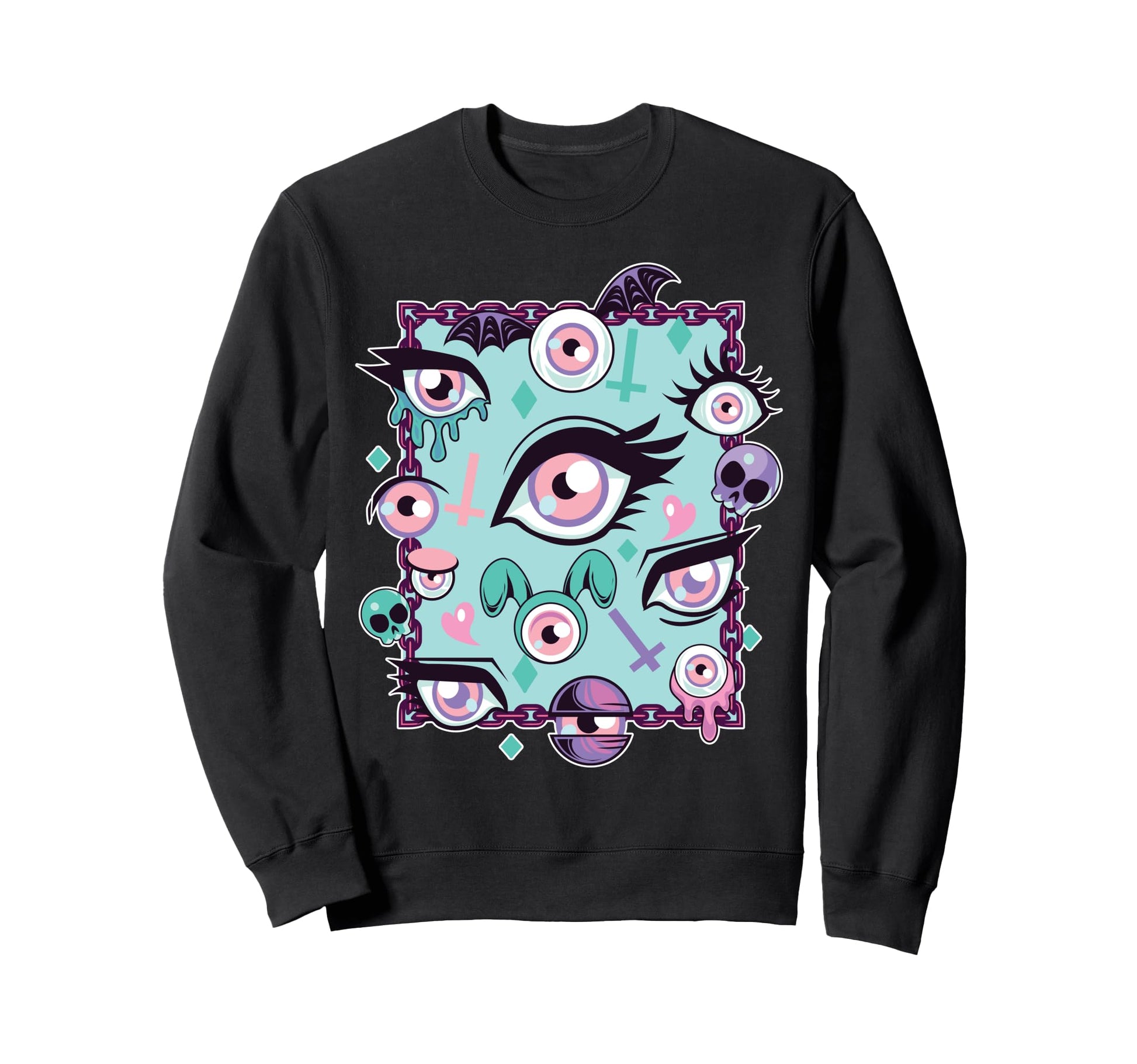 Pastel Goth Eyes Aesthetic Vaporwave Sweatshirt - Trendy Graphic Men Women - T-Shirt, Sweatshirt, Hoodie