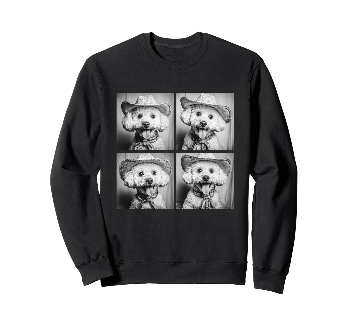 Western White Poodles Funny Cowboy Sweatshirt - Novelty Apparel for Adults - T-Shirt, Sweatshirt, Hoodie