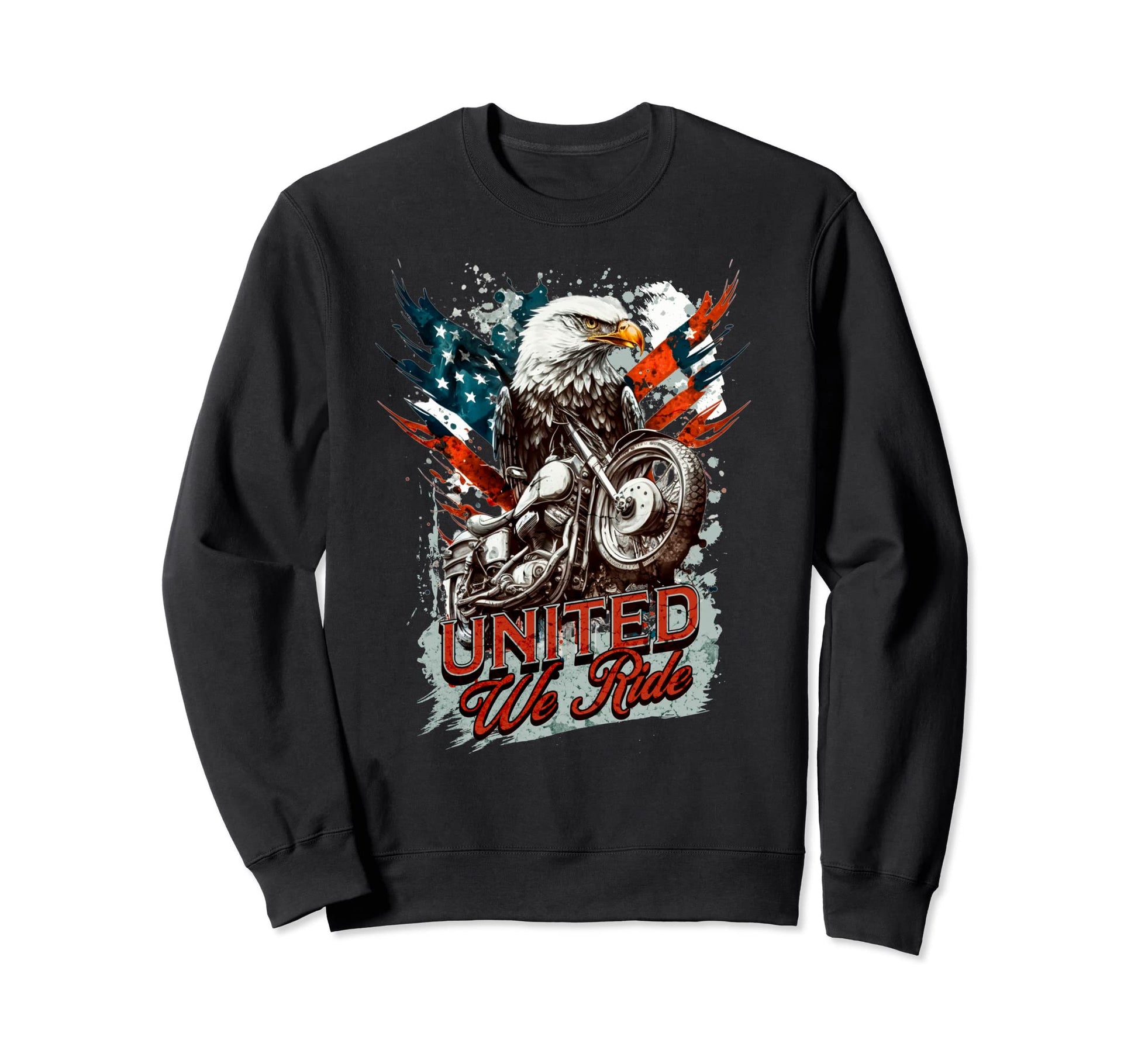 Patriotic Old Biker American Us Flag Sweatshirt - Graphic Print Men Women - T-Shirt, Sweatshirt, Hoodie
