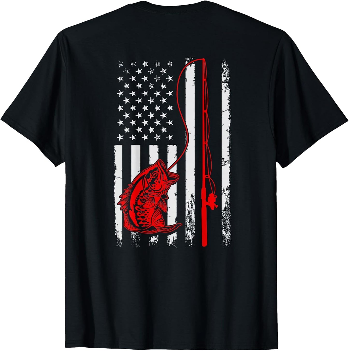 American Flag Fishing Rod Bass - Adult & Kids T-Shirts, Sweatshirts & Hoodies apparel design preview 1