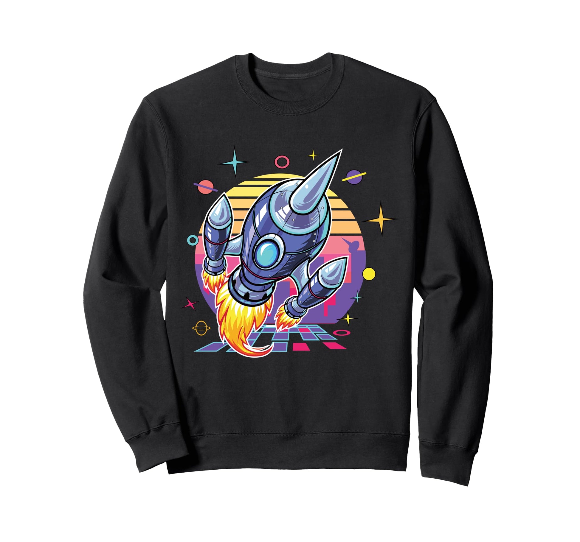 Synthwave Spaceship Rocket Vaporwave Sweatshirt - Streetwear Style Unisex - T-Shirt, Sweatshirt, Hoodie