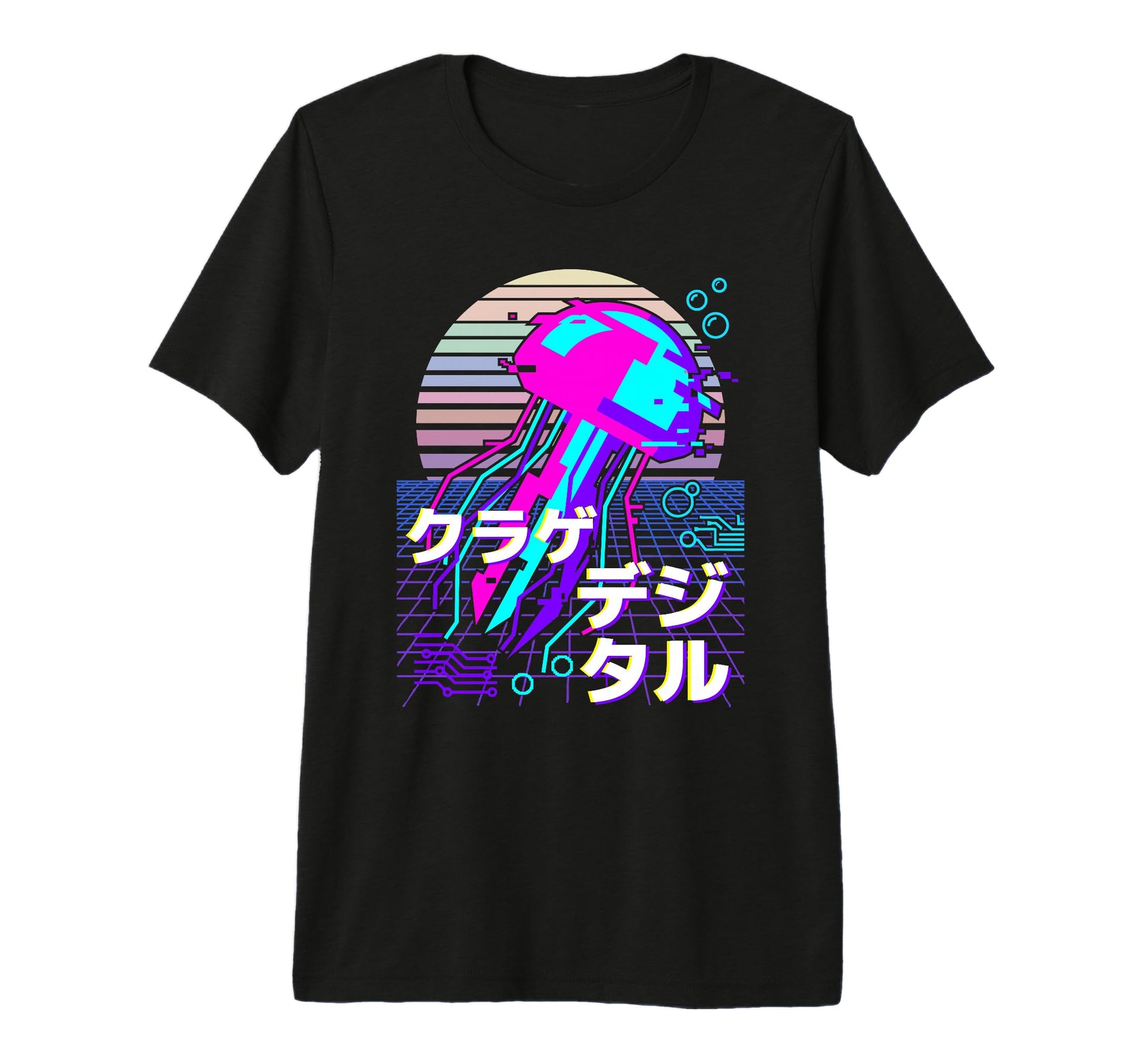 Glitch Jellyfish Vaporwave Aesthetic T-Shirt - Novelty Apparel for Adults - T-Shirt, Sweatshirt, Hoodie