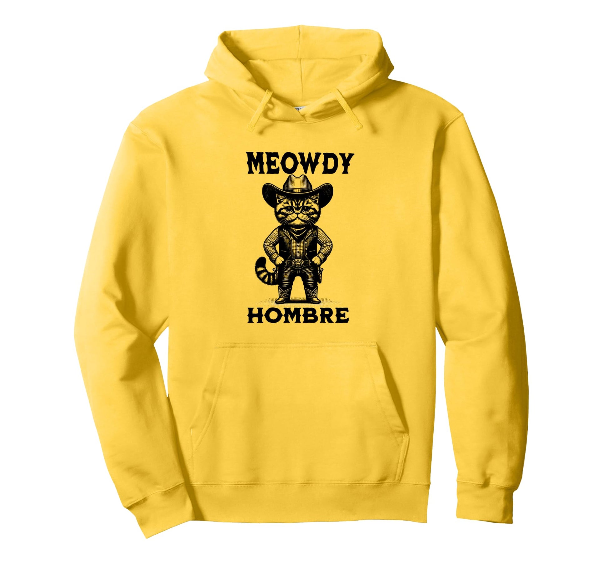Meowdy Hombre Cat Cowboy Hat Howdy Western Hoodie - Minimalist Print Unisex - T-Shirt, Sweatshirt, Hoodie