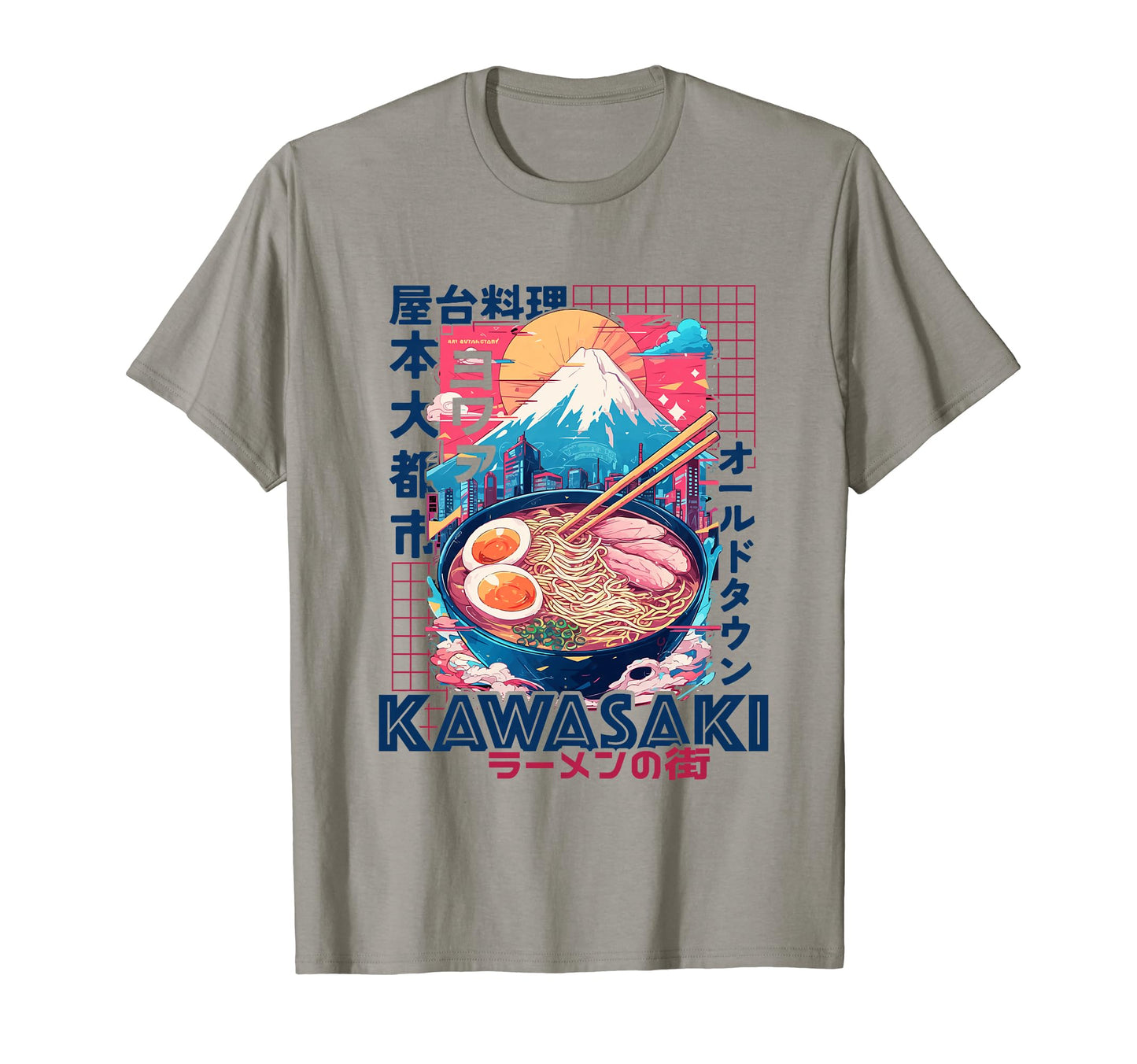 Kawasaki City 80S Synthwave Ramen T-Shirt - Casual Everyday Wear Men Women - T-Shirt, Sweatshirt, Hoodie