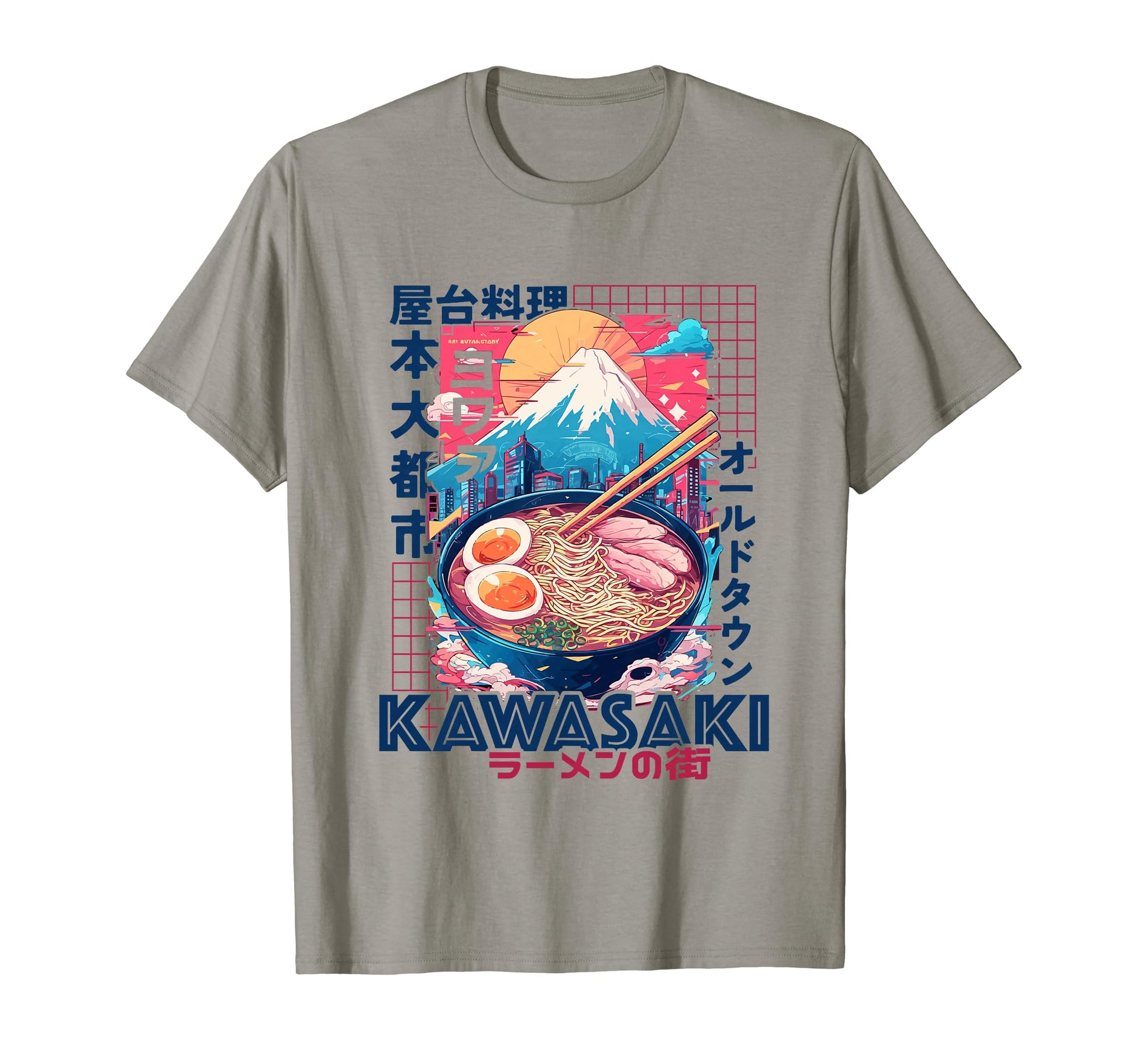 Kawasaki City 80S Synthwave Ramen T-Shirt - Casual Everyday Wear Men Women - T-Shirt, Sweatshirt, Hoodie
