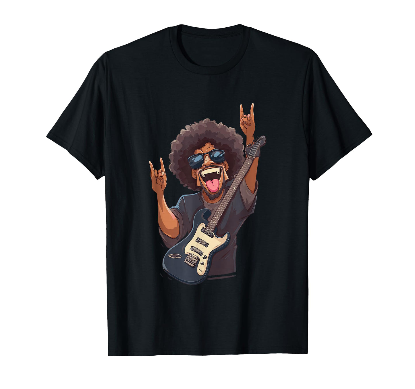 Rock Guitarist Afro Hairstyle T-Shirt - Streetwear Style for Adults - T-Shirt, Sweatshirt, Hoodie
