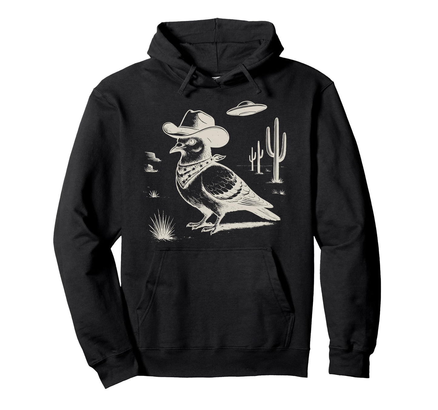 Pigeon Cowboy Hat Western Country Ufo Hoodie - Fun Novelty Design Unisex - T-Shirt, Sweatshirt, Hoodie