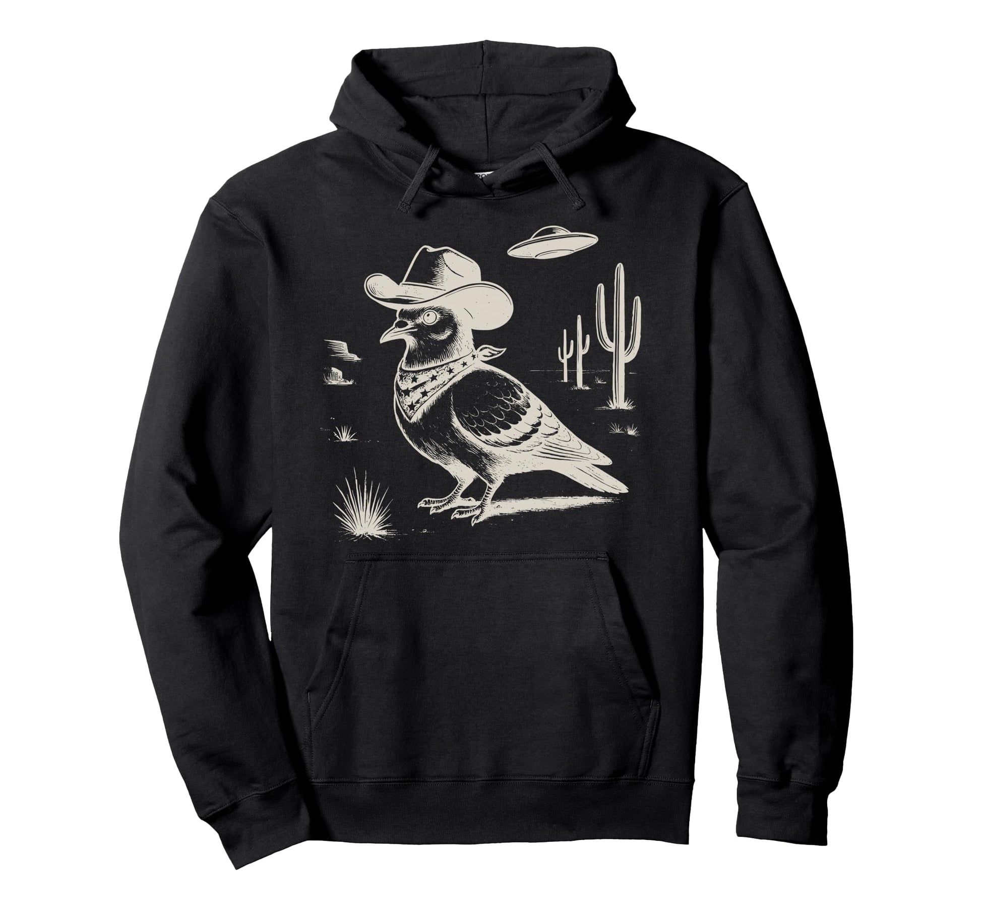 Pigeon Cowboy Hat Western Country Ufo Hoodie - Fun Novelty Design Unisex - T-Shirt, Sweatshirt, Hoodie