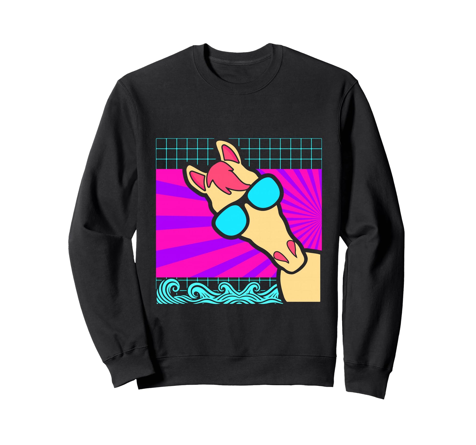 Aesthetic Vaporwave Outfits Horse Sweatshirt - Graphic Print for Adults - T-Shirt, Sweatshirt, Hoodie
