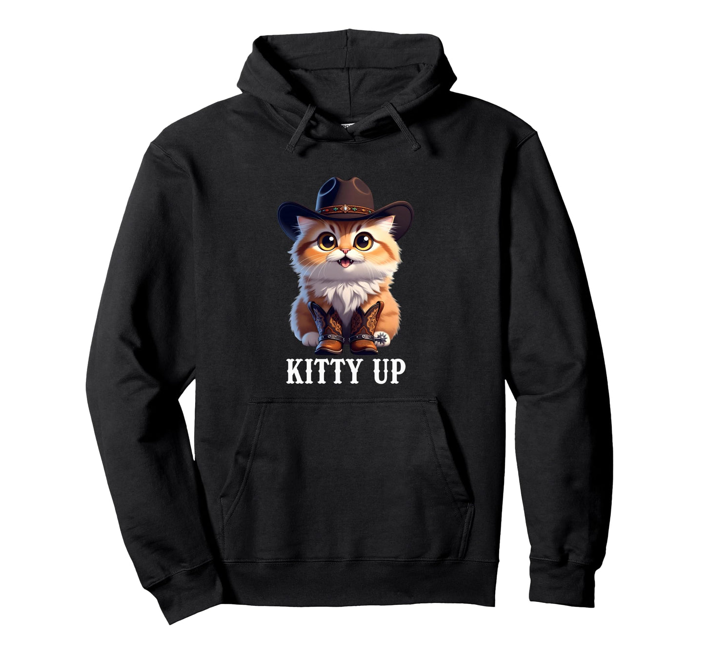 Funny Cat Cowboy Kitty Up Western Hoodie - Aesthetic Graphic Men Women - T-Shirt, Sweatshirt, Hoodie