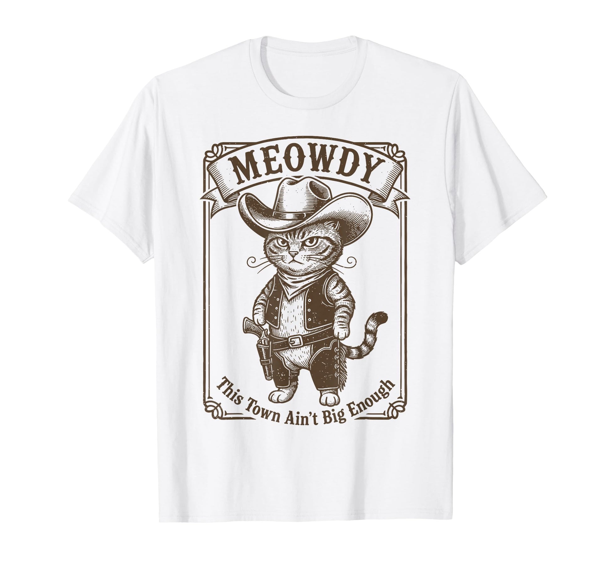 Meowdy Western Cat Cowboy Animal Lover T-Shirt - Minimalist Print Unisex - T-Shirt, Sweatshirt, Hoodie