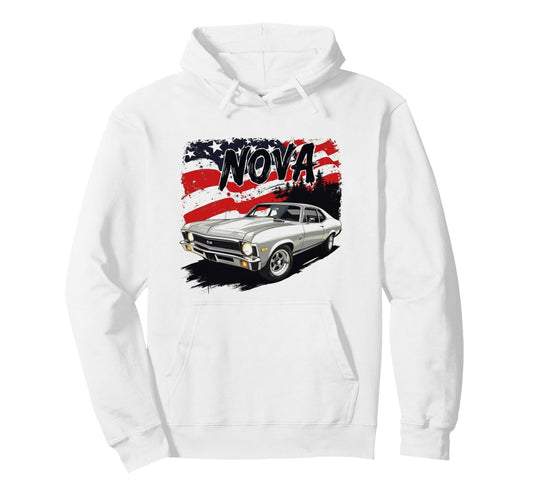 1970 70 Nova Ss American Flag Old Hoodie - Novelty Apparel for Adults - T-Shirt, Sweatshirt, Hoodie