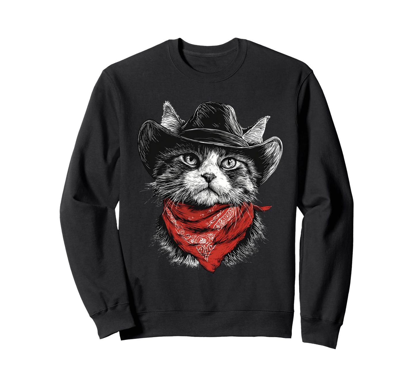 Western Country Cowgirl Funny Cowboy Cat Sweatshirt - Graphic Print Unisex - T-Shirt, Sweatshirt, Hoodie