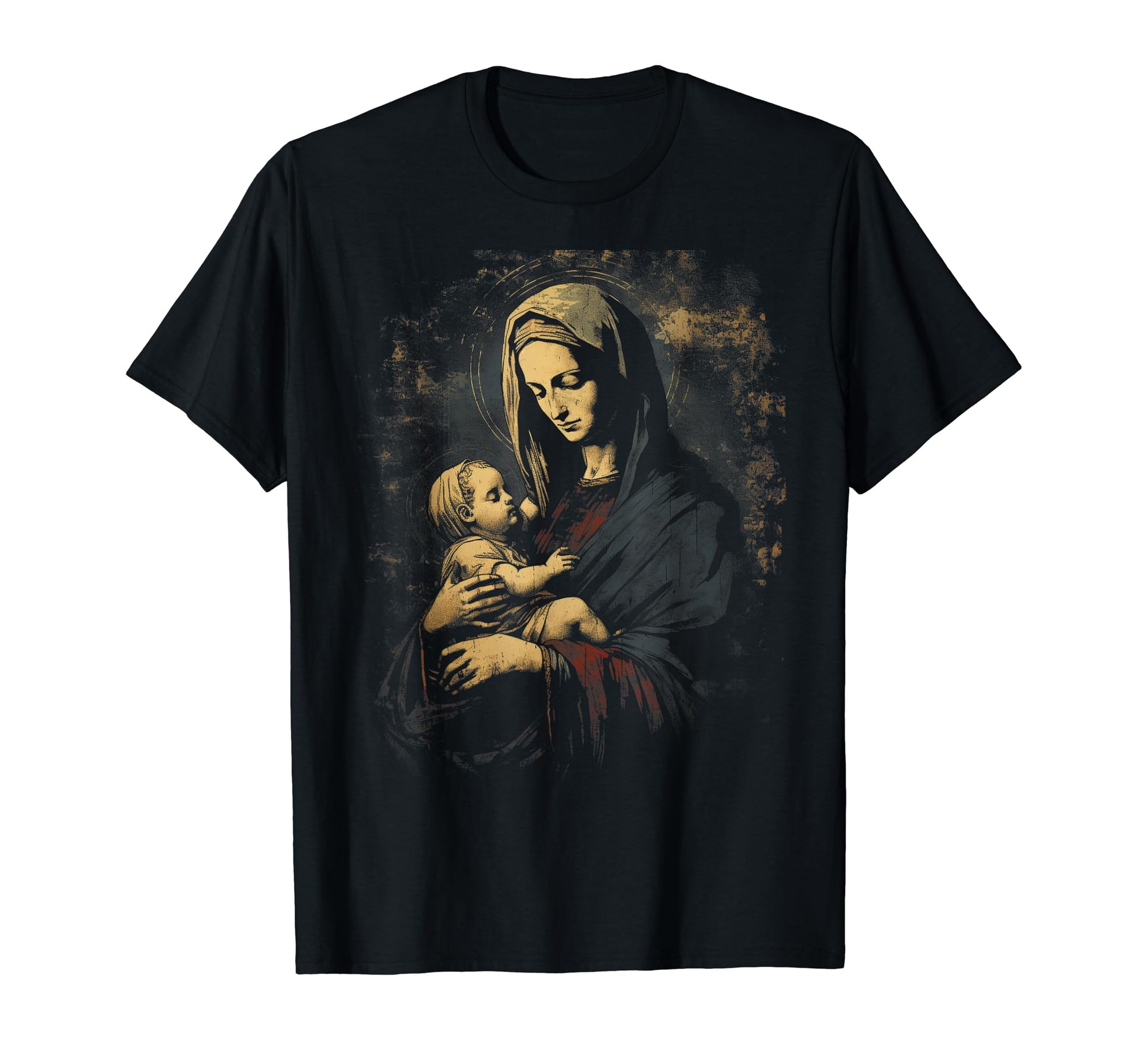 Mary Jesus Distressed 90S Goth Grunge T-Shirt - Graphic Print Men Women - T-Shirt, Sweatshirt, Hoodie
