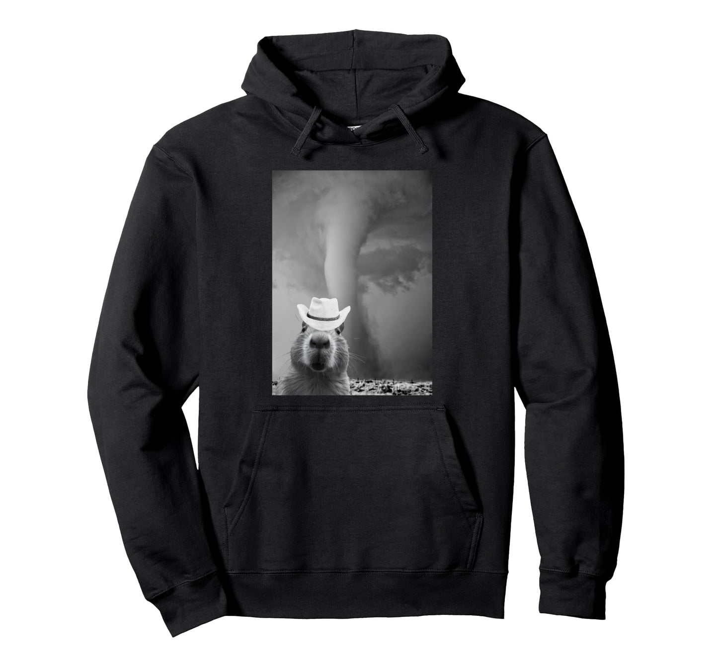 Funny Capybara Selfie Tornado Cowboy Hat Hoodie - Graphic Print Men Women - T-Shirt, Sweatshirt, Hoodie