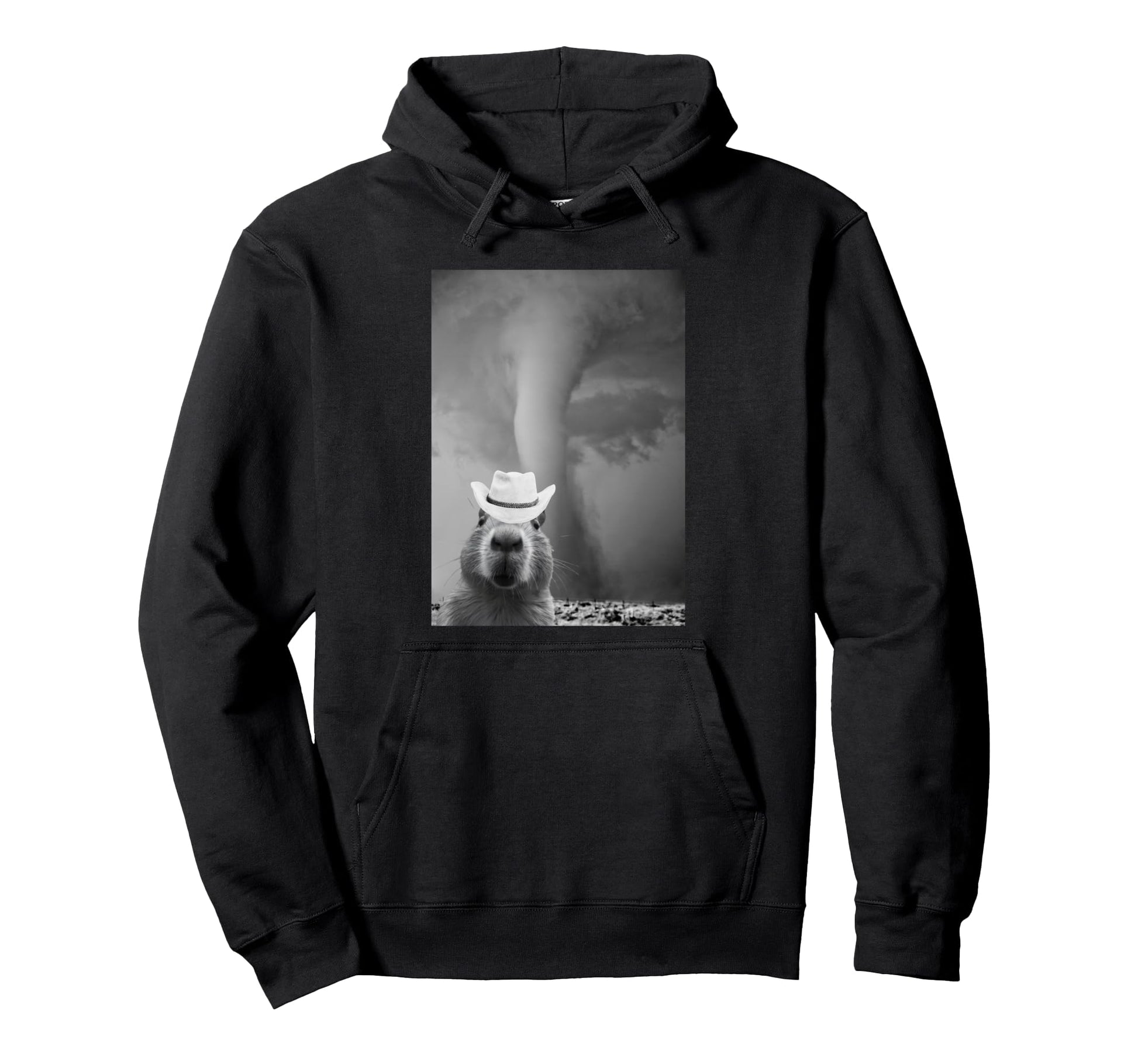 Funny Capybara Selfie Tornado Cowboy Hat Hoodie - Graphic Print Men Women - T-Shirt, Sweatshirt, Hoodie