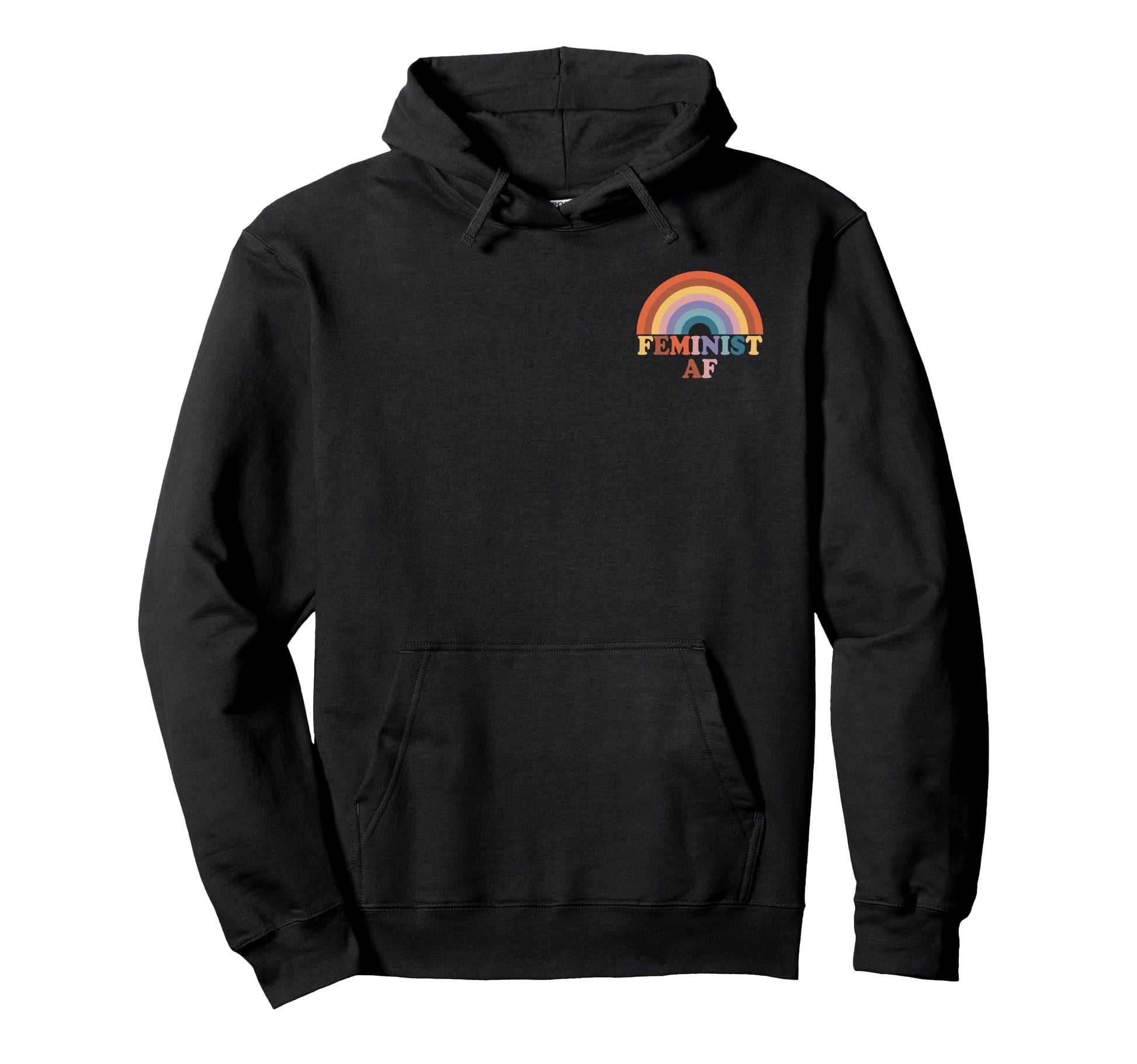 Feminist Af Pocket Rainbow Empowerment Hoodie - Novelty Apparel for Adults - T-Shirt, Sweatshirt, Hoodie