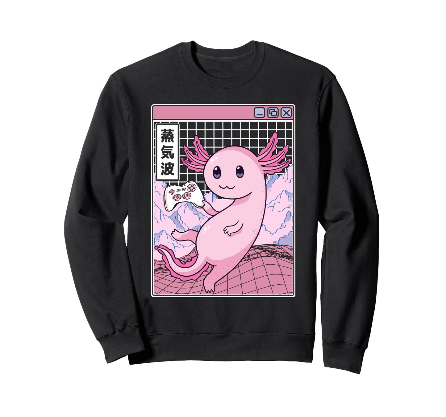 Gaming Axolotl Digital Japan 80S Sweatshirt - Custom Art Print for Adults - T-Shirt, Sweatshirt, Hoodie