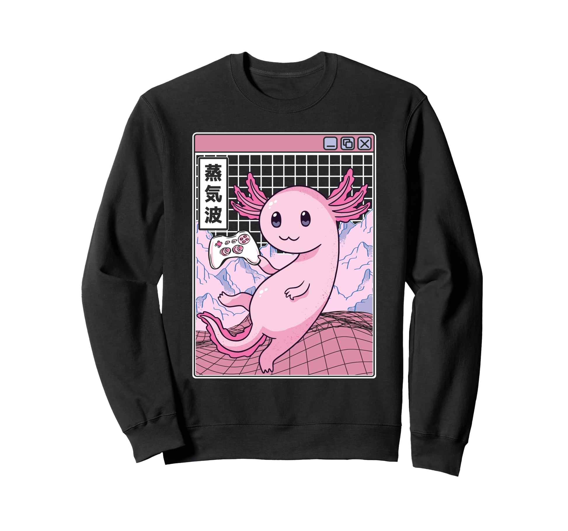 Gaming Axolotl Digital Japan 80S Sweatshirt - Custom Art Print for Adults - T-Shirt, Sweatshirt, Hoodie