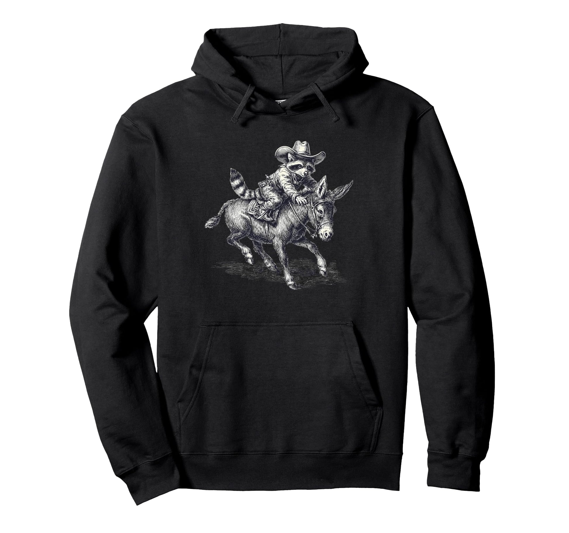 Raccoon Cowboy Rodeo Cowgirl Western Hoodie - Unique Graphic Men Women - T-Shirt, Sweatshirt, Hoodie