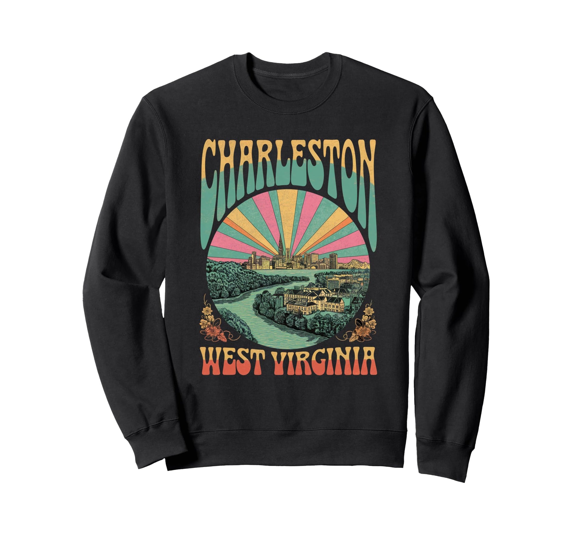 Charleston West Virginia Sunset Sweatshirt - Custom Art Print for Adults - T-Shirt, Sweatshirt, Hoodie