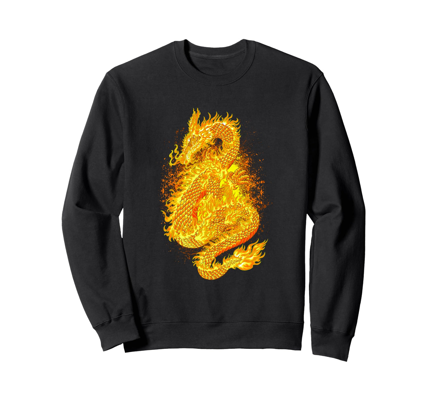 Japanese Fire Dragon Aesthetic Sweatshirt - Minimalist Print for Adults - T-Shirt, Sweatshirt, Hoodie
