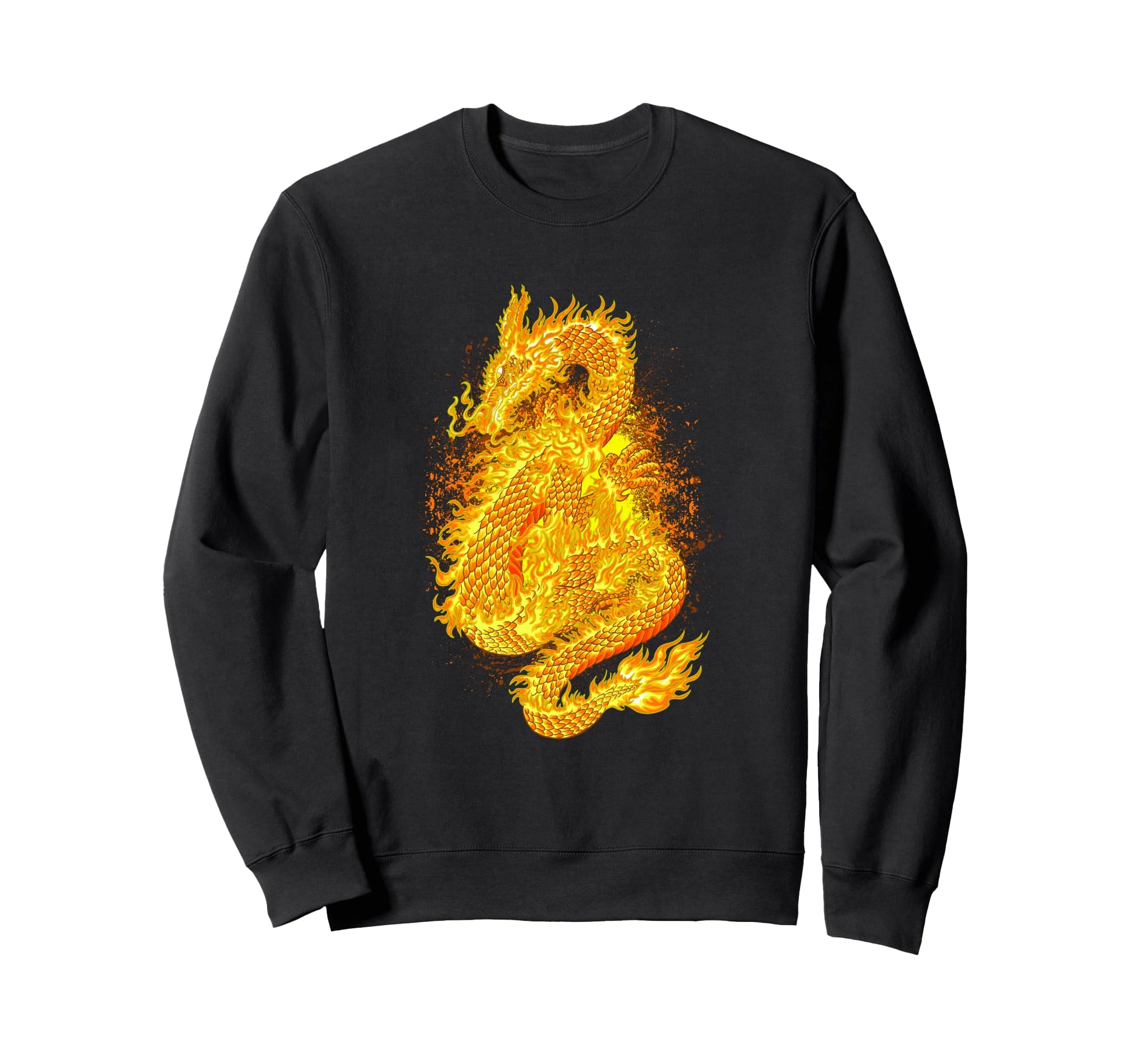 Japanese Fire Dragon Aesthetic Sweatshirt - Minimalist Print for Adults - T-Shirt, Sweatshirt, Hoodie