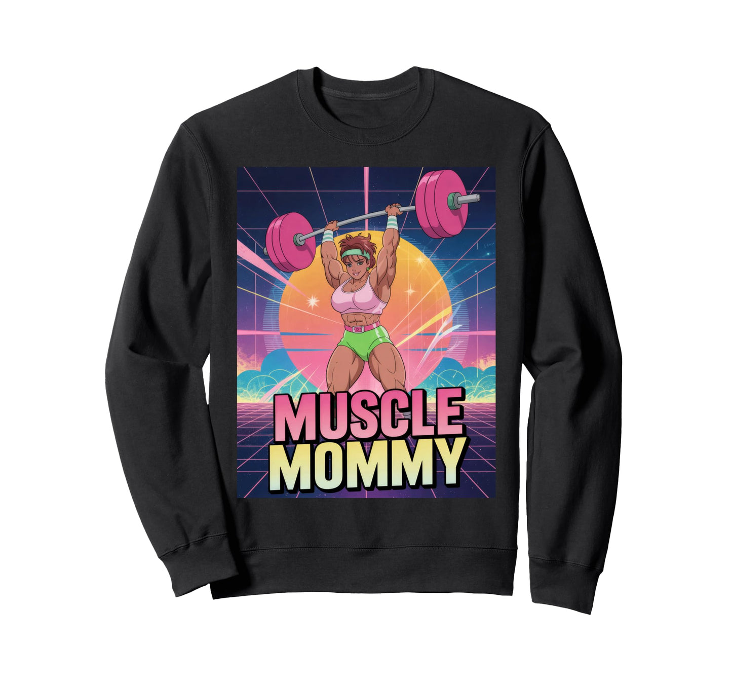 Anime Muscle Mommy Weightlifting Sweatshirt - Fun Novelty Design Men Women - T-Shirt, Sweatshirt, Hoodie