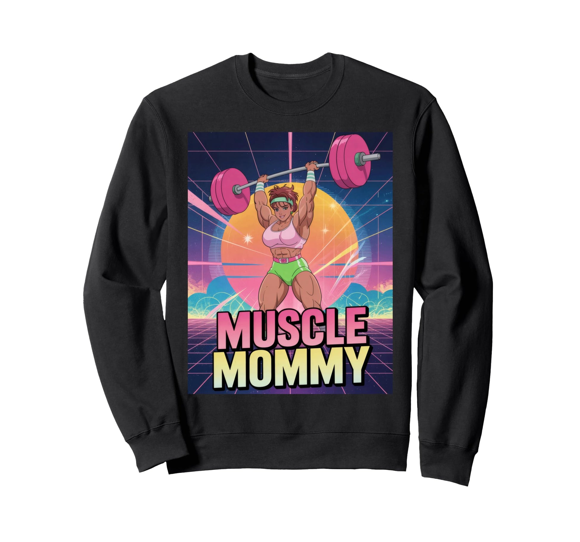 Anime Muscle Mommy Weightlifting Sweatshirt - Fun Novelty Design Men Women - T-Shirt, Sweatshirt, Hoodie
