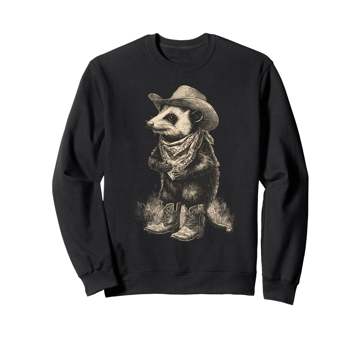 Country Cowboy Opossum Rodeo Possum Sweatshirt - Graphic Print Men Women - T-Shirt, Sweatshirt, Hoodie